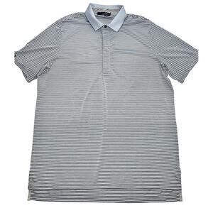 RLX Ralph Lauren Polo Shirt Men’s Size L Gray White Striped Golf Casual *READ*